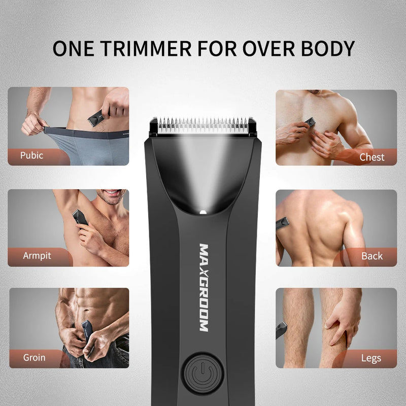 MAXGROOM Body Hair Trimmer: Precisão, Conforto e Estilo Para o Corpo e Partes Íntimas.