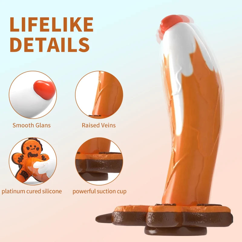 Dildo Biscoito Decorativo com Ventosa Forte para Fantasias Sensuais