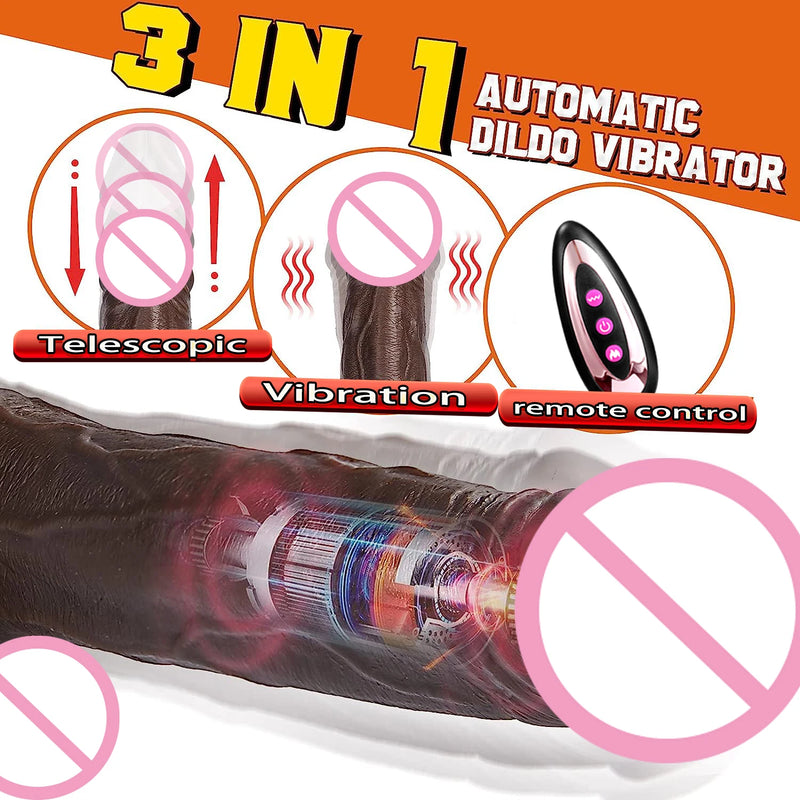 Dildo Realístico Vibratório e Telescópico: Estimulador G-Spot, Clitóris e Anal para Prazer Intenso