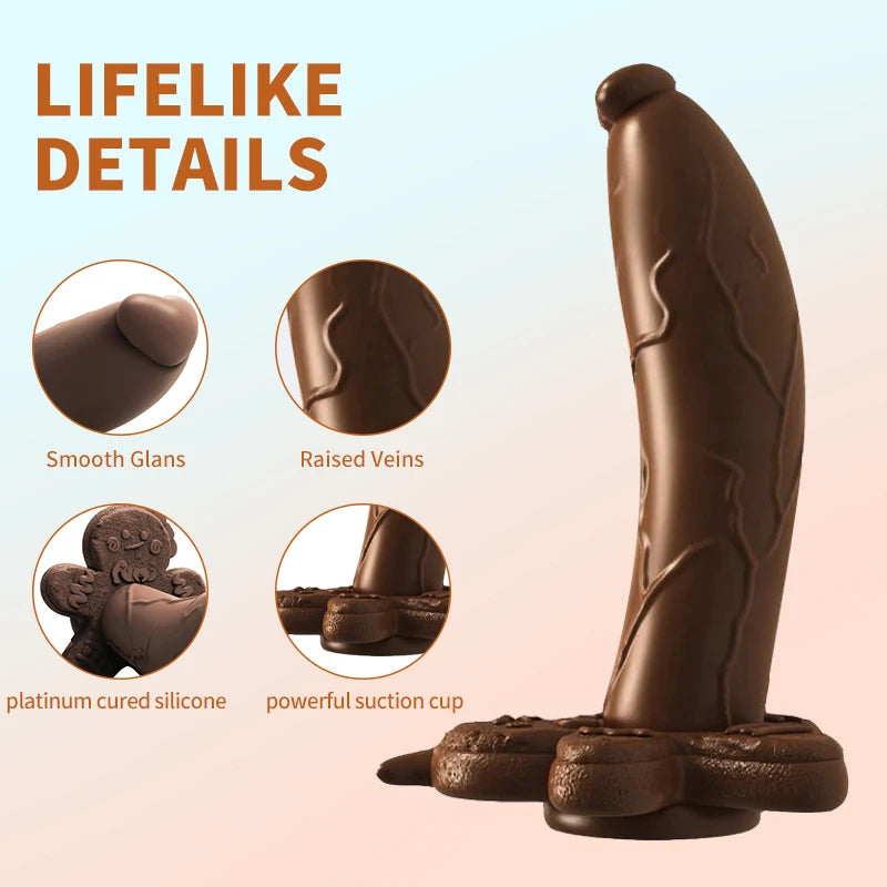 Dildo Biscoito Decorativo com Ventosa Forte para Fantasias Sensuais